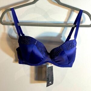 JOLIDON Sz 34D Balconette Ruched Rhinestone Adjustable Straps and Back Bra NEW